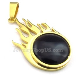 Collier Avec Pendentif Boule De Feu En Titane Et Or (Chaîne Gratuite)