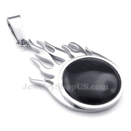Collier Avec Pendentif Boule De Feu En Titane Et Argent (Chaîne Gratuite)