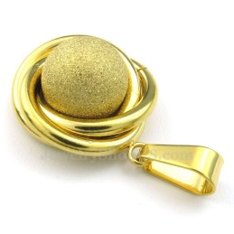 Collier Avec Pendentif Boule En Titane Doré (Chaîne Offerte)