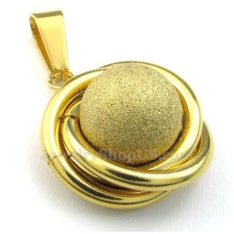 Collier Avec Pendentif Boule En Titane Doré (Chaîne Offerte)