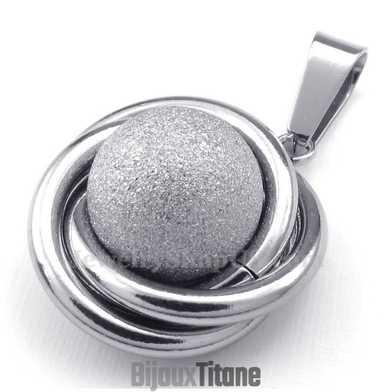 Collier Avec Pendentif Boule En Titane Et Argent (Chaîne Offerte) Collier Avec Pendentif Boule En Titane Et Argent (Chaîne Offerte)