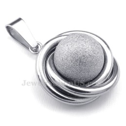 Collier Avec Pendentif Boule En Titane Et Argent (Chaîne Offerte)