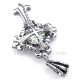 Collier Avec Pendentif Croix En Forme De Fleur En Titane Et Zircon Blanc (Chaîne Offerte)