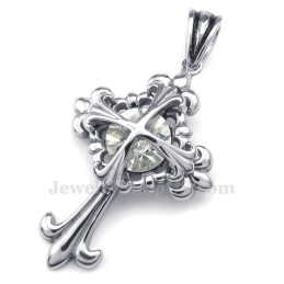 Collier Avec Pendentif Croix En Forme De Fleur En Titane Et Zircon Blanc (Chaîne Offerte)