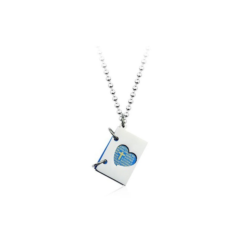 Pendentif Bible Et Croix En Titane Ouvrable Pour Homme - Chaîne Offerte