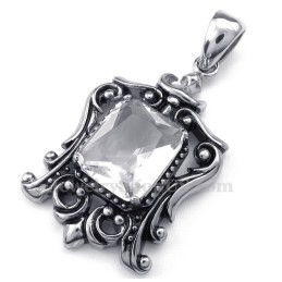 Collier Pendentif En Titane Et Zircon Blanc (Chaîne Offerte)