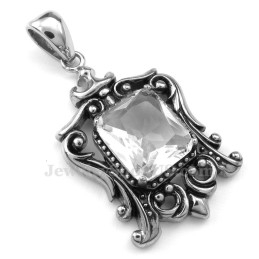 Collier Pendentif En Titane Et Zircon Blanc (Chaîne Offerte)