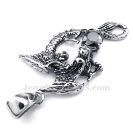 Collier Avec Pendentif Ptérosaure En Titane Et Zircon Noir (Chaîne Offerte)