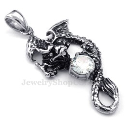 Collier Avec Pendentif Ptérosaure En Titane Et Zircon Blanc (Chaîne Offerte)