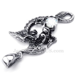 Collier Avec Pendentif Ptérosaure En Titane Et Zircon Blanc (Chaîne Offerte)