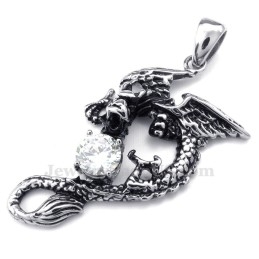 Collier Avec Pendentif Ptérosaure En Titane Et Zircon Blanc (Chaîne Offerte)