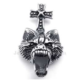 Collier Pendentif Tête De Loup En Titane (Chaîne Gratuite)