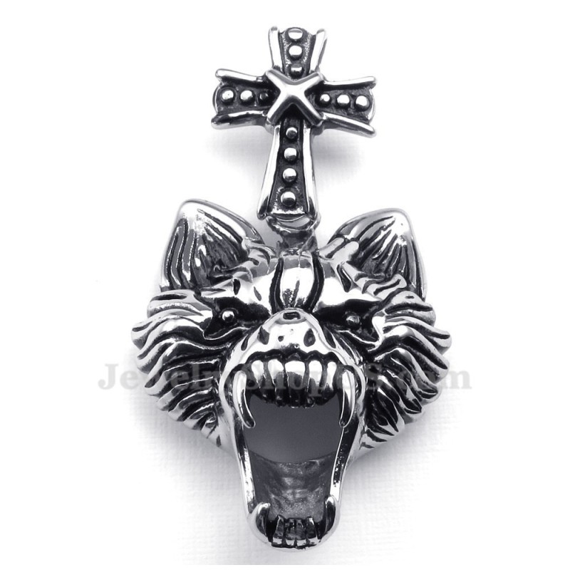 Collier Pendentif Tête De Loup En Titane (Chaîne Gratuite) Collier Pendentif Tête De Loup En Titane (Chaîne Gratuite)