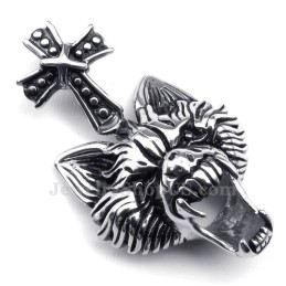 Collier Pendentif Tête De Loup En Titane (Chaîne Gratuite)