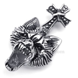 Collier Pendentif Tête De Loup En Titane (Chaîne Gratuite)
