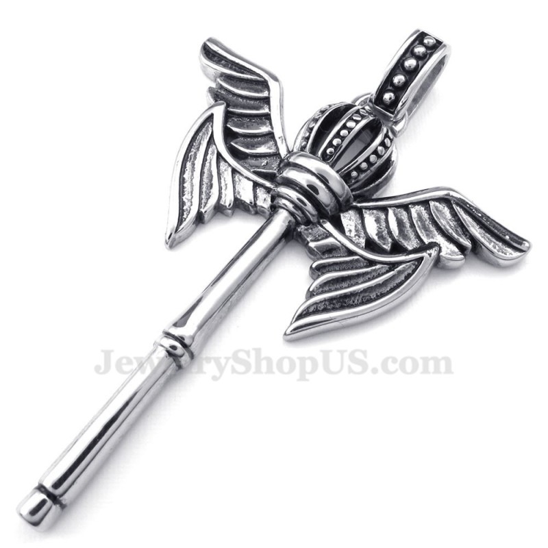 Collier Pendentif Sceptre Couronne En Titane (Chaîne Gratuite)