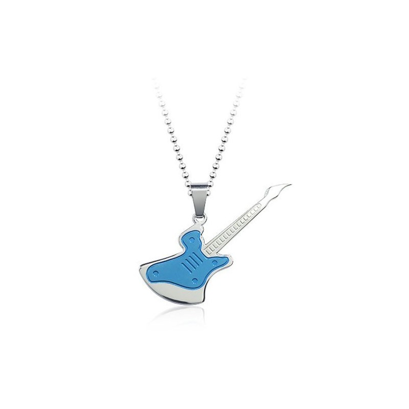 Pendentif Guitare Bleu Tendance En Titane - Chaîne Offerte Pendentif Guitare Bleu Tendance En Titane - Chaîne Offerte