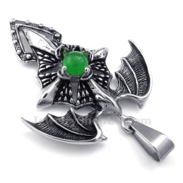 Collier Pendentif Ptérosaure En Titane Avec Perles Vertes (Chaîne Offerte)