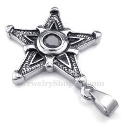 Collier Avec Pendentif Étoile Porte-Bonheur En Titane Et Zircon Noir (Chaîne Offerte)