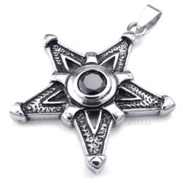 Collier Avec Pendentif Étoile Porte-Bonheur En Titane Et Zircon Noir (Chaîne Offerte)