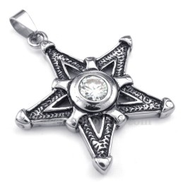 Collier Avec Pendentif Étoile Porte-Bonheur En Titane Et Zircon Blanc (Chaîne Offerte)