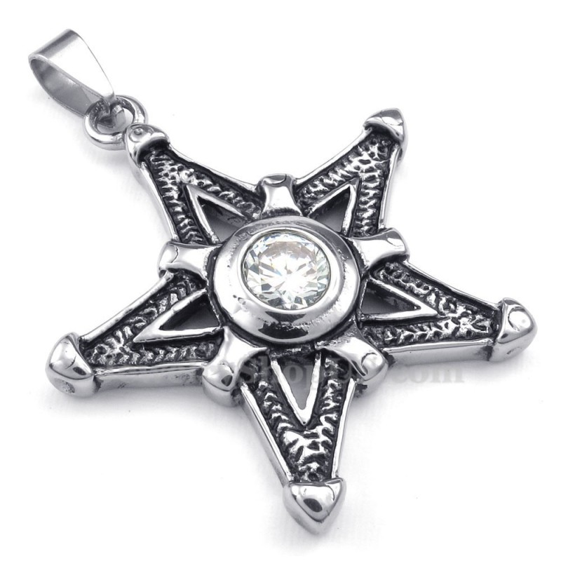 Collier Avec Pendentif Étoile Porte-Bonheur En Titane Et Zircon Blanc (Chaîne Offerte) Collier Avec Pendentif Étoile Porte-Bonheur En Titane Et Zircon Blanc (Chaîne Offerte)