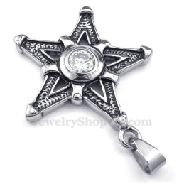 Collier Avec Pendentif Étoile Porte-Bonheur En Titane Et Zircon Blanc (Chaîne Offerte)