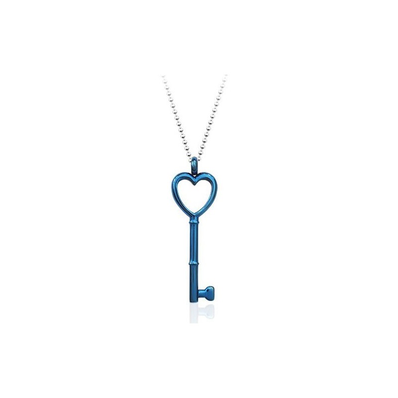Pendentif Clé En Titane En Forme De Cœur - Chaîne Offerte