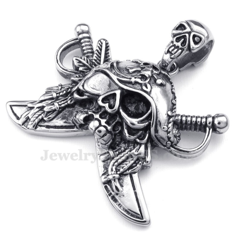 Collier Pendentif Crâne De Corsaire En Titane (Chaîne Gratuite) Collier Pendentif Crâne De Corsaire En Titane (Chaîne Gratuite)