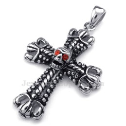 Collier Pendentif Croix En Titane Orné D'Un Crâne (Chaîne Offerte)