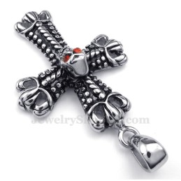Collier Pendentif Croix En Titane Orné D'Un Crâne (Chaîne Offerte)