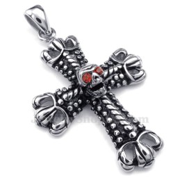 Collier Pendentif Croix En Titane Orné D'Un Crâne (Chaîne Offerte)