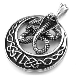 Collier Pendentif Cobra En Titane (Chaîne Gratuite)
