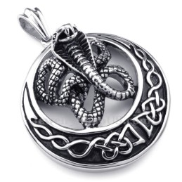 Collier Pendentif Cobra En Titane (Chaîne Gratuite)