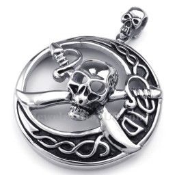Collier Pendentif Crâne De Pirate En Titane (Chaîne Gratuite)