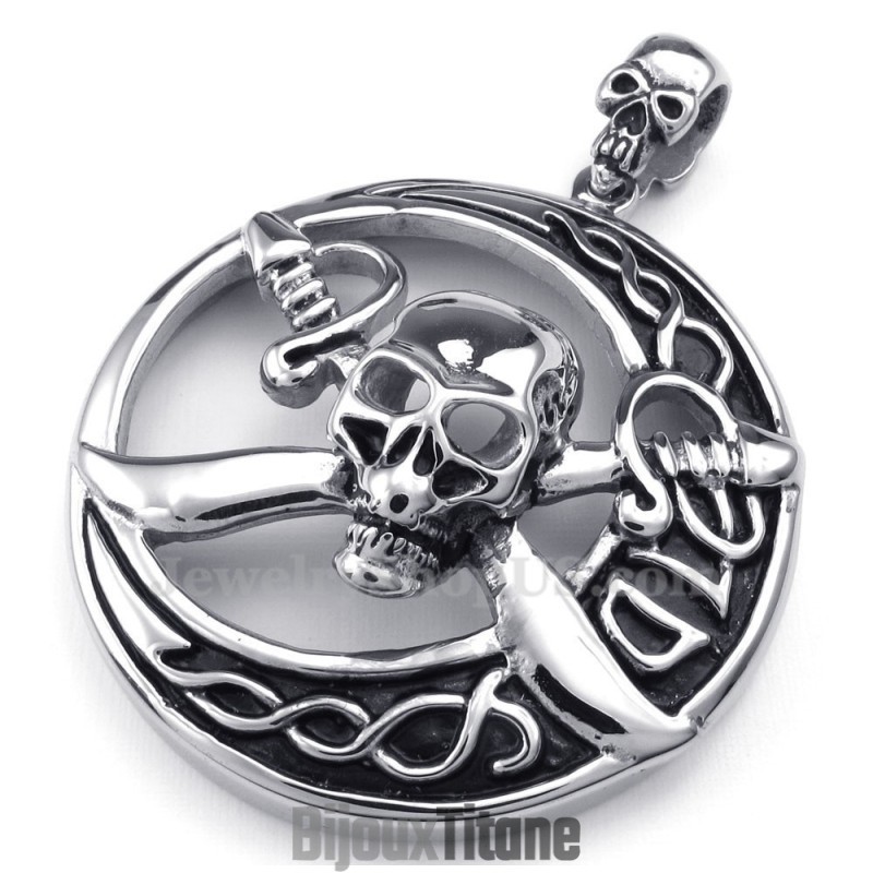 Collier Pendentif Crâne De Pirate En Titane (Chaîne Gratuite) Collier Pendentif Crâne De Pirate En Titane (Chaîne Gratuite)