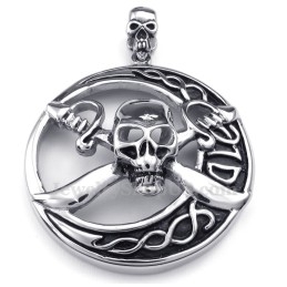 Collier Pendentif Crâne De Pirate En Titane (Chaîne Gratuite)
