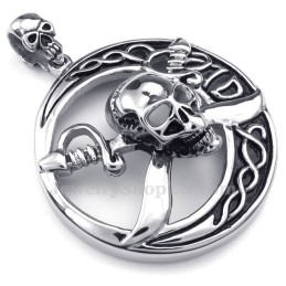 Collier Pendentif Crâne De Pirate En Titane (Chaîne Gratuite)