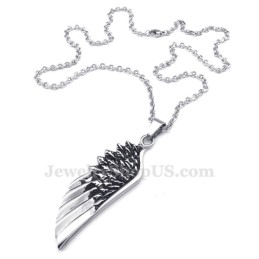 Collier Pendentif Plume En Titane (Chaîne Gratuite)