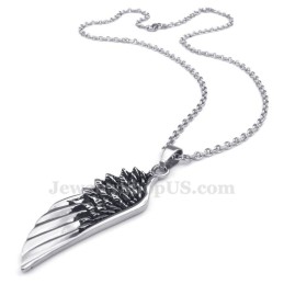 Collier Pendentif Plume En Titane (Chaîne Gratuite)