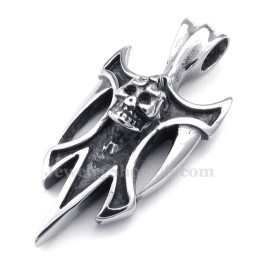 Collier Pendentif Tête De Mort En Titane (Chaîne Gratuite)