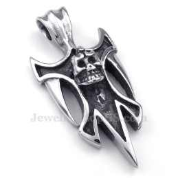 Collier Pendentif Tête De Mort En Titane (Chaîne Gratuite)