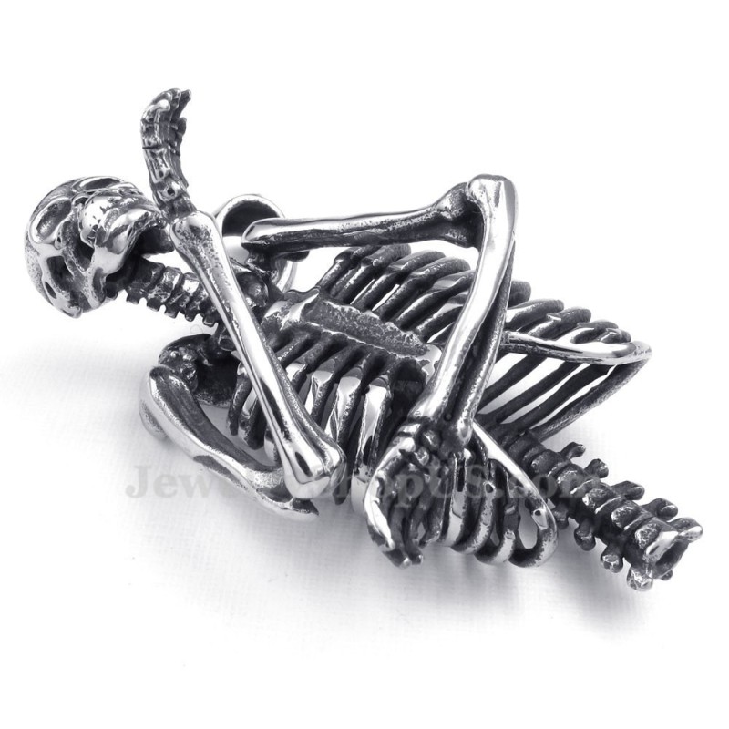 Collier Pendentif Tête De Mort En Titane (Chaîne Gratuite)