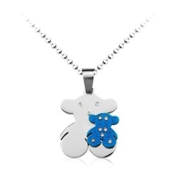 Pendentif Tous En Titane Bleu Et Argent Sweetheart - Chaîne Offerte