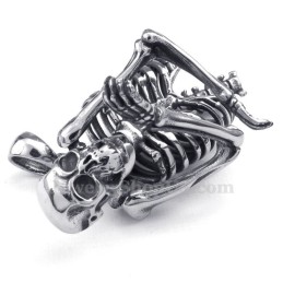 Collier Pendentif Tête De Mort En Titane (Chaîne Gratuite)