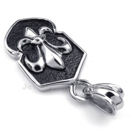 Collier Avec Pendentif Croix En Titane Et Fleur (Chaîne Offerte)