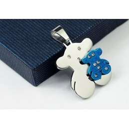 Pendentif Tous En Titane Bleu Et Argent Sweetheart - Chaîne Offerte