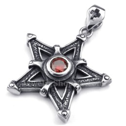 Collier Avec Pendentif Étoile En Titane Et Zircon Rouge (Chaîne Offerte)