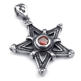 Collier Avec Pendentif Étoile En Titane Et Zircon Rouge (Chaîne Offerte)