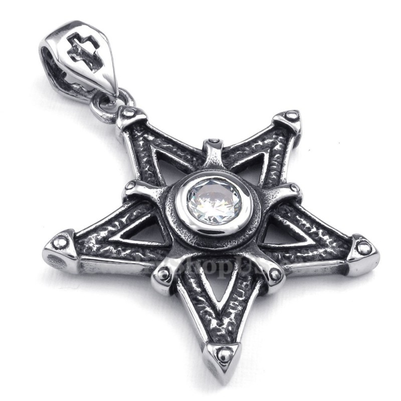 Collier Avec Pendentif Étoile En Titane Et Zircon Blanc (Chaîne Offerte) Collier Avec Pendentif Étoile En Titane Et Zircon Blanc (Chaîne Offerte)